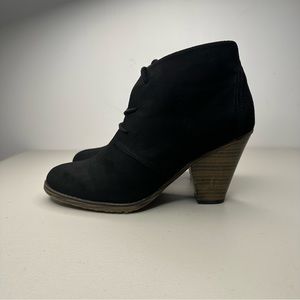 MIA Shawna Heeled Boot Women's 8.5 M Black Lace Up Faux Suede Ankle Bootie Shoe